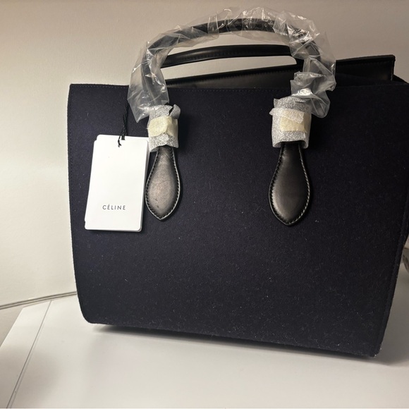 Celine Black and Navy wool and leather Bag - Picture 11 of 14